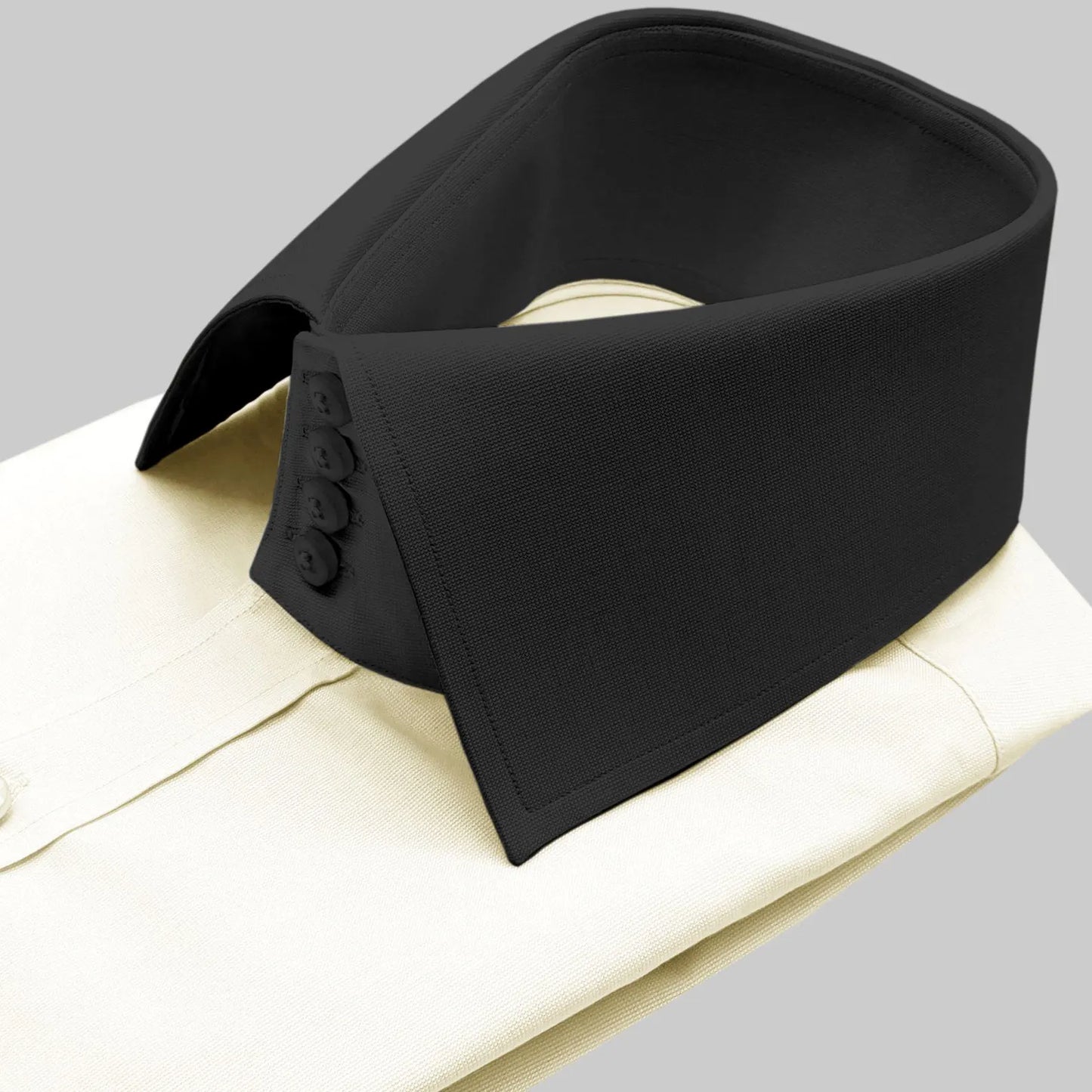 High Spread Collar Dress Shirt For Men President English Wide Spread Full Sleeves Cream Shirt Men Wedding Attire Tall Neck Windsor Collar