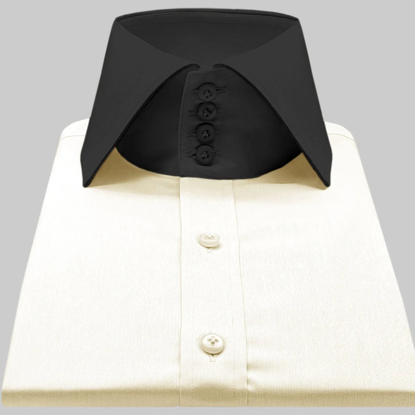 High Spread Collar Dress Shirt For Men President English Wide Spread Full Sleeves Cream Shirt Men Wedding Attire Tall Neck Windsor Collar