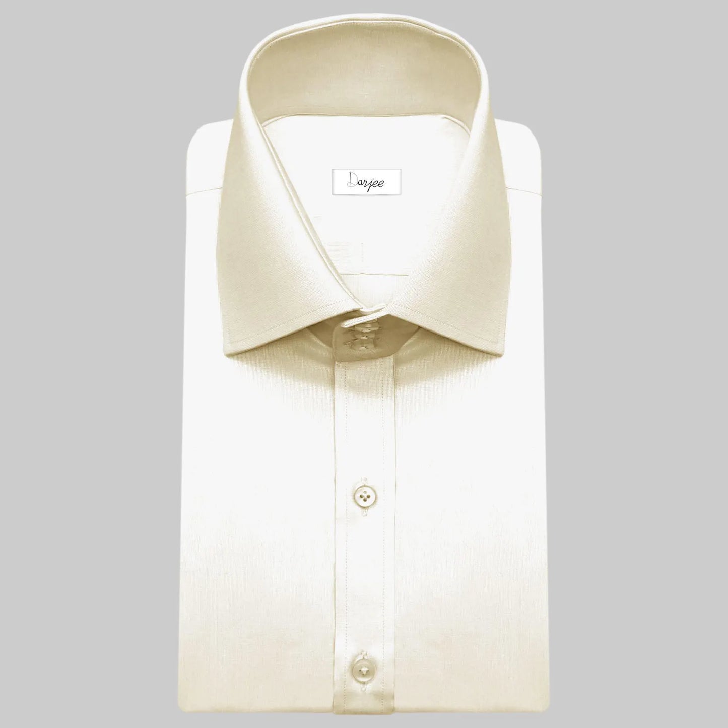 High Spread Collar Dress Shirt For Men President English Wide Spread Full Sleeves Cream Shirt Men Wedding Attire Tall Neck Windsor Collar