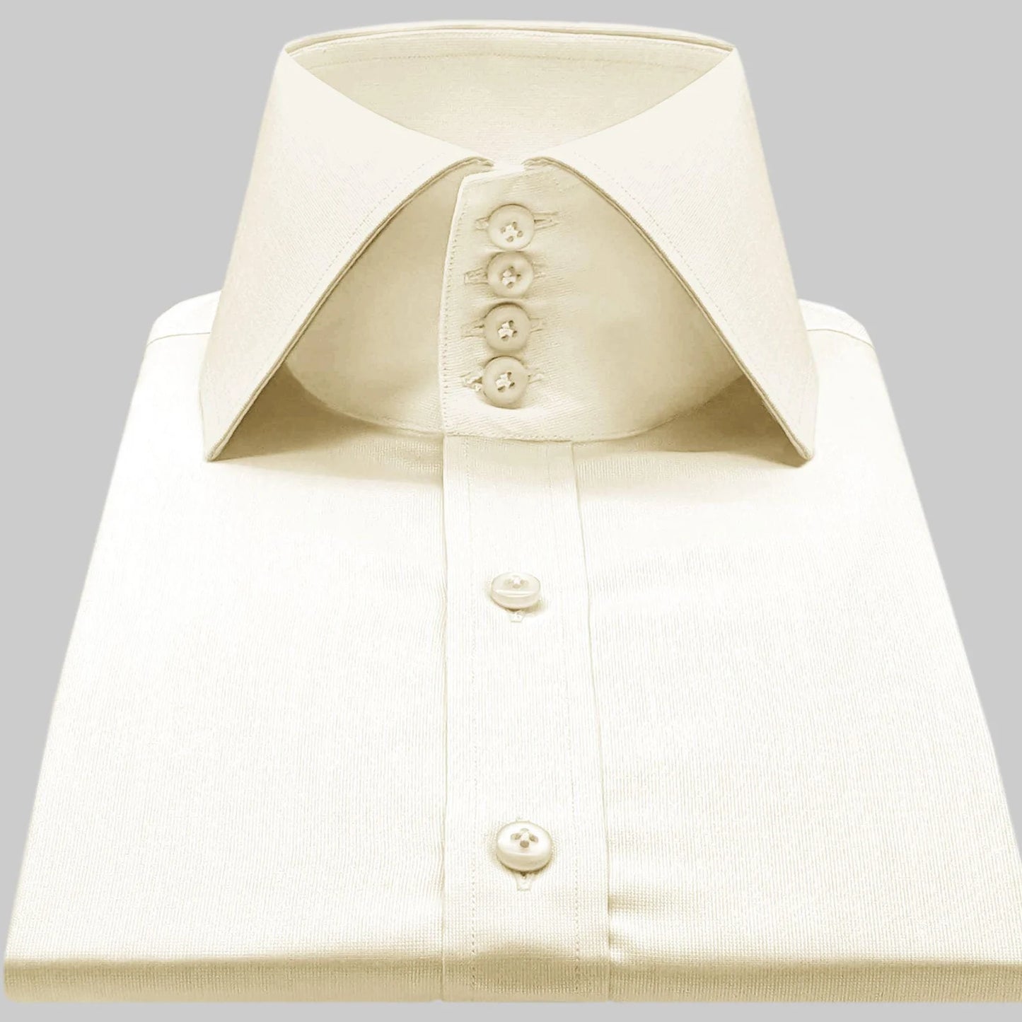 High Spread Collar Dress Shirt For Men President English Wide Spread Full Sleeves Cream Shirt Men Wedding Attire Tall Neck Windsor Collar